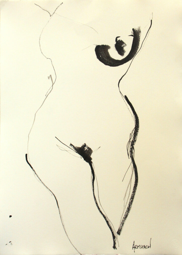 Cheveux Noirs 2019 Frederic Armspach Chinese Ink 56x78cm 750 Euros