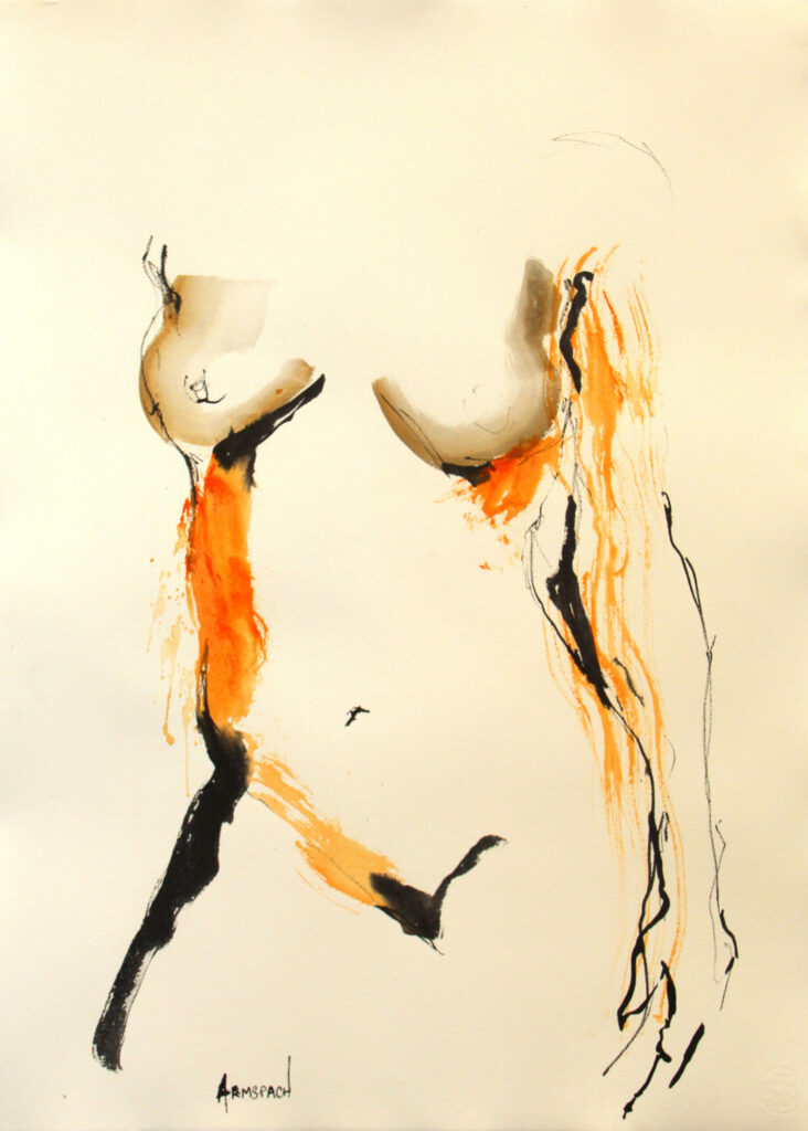Les oranges 2019 Frederic Armspach Chinese Ink and acrylic 56x78cm 850 Euros