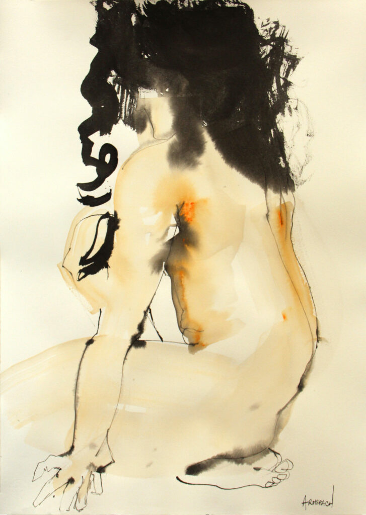 un au dela 2019 Frederic Armspach Chinese Ink and acrylic 58x78cm 750 Euros